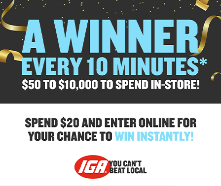 IGA National WIN Every 10 Minutes Competition Banner